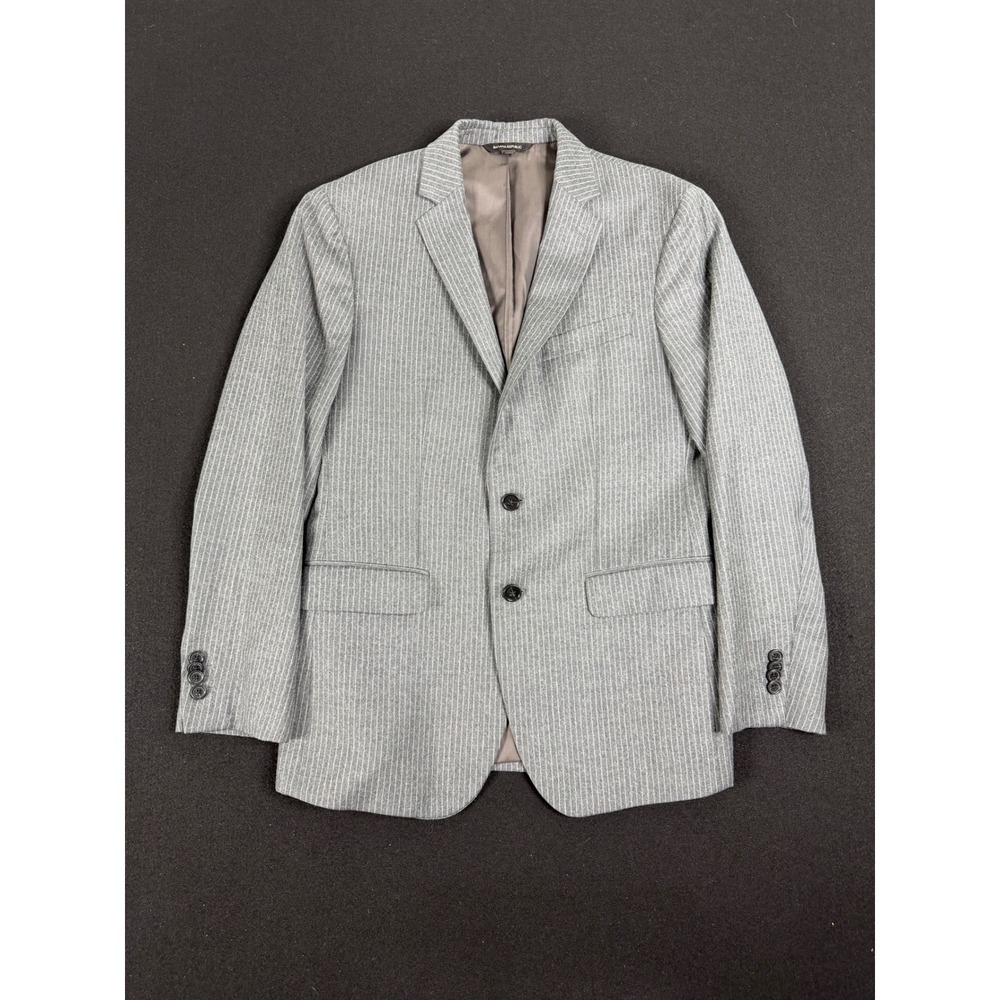 Banana Republic Mens 38S Grey Wool Pinstripe Blazer Tessuto Marzotto Sport Coat